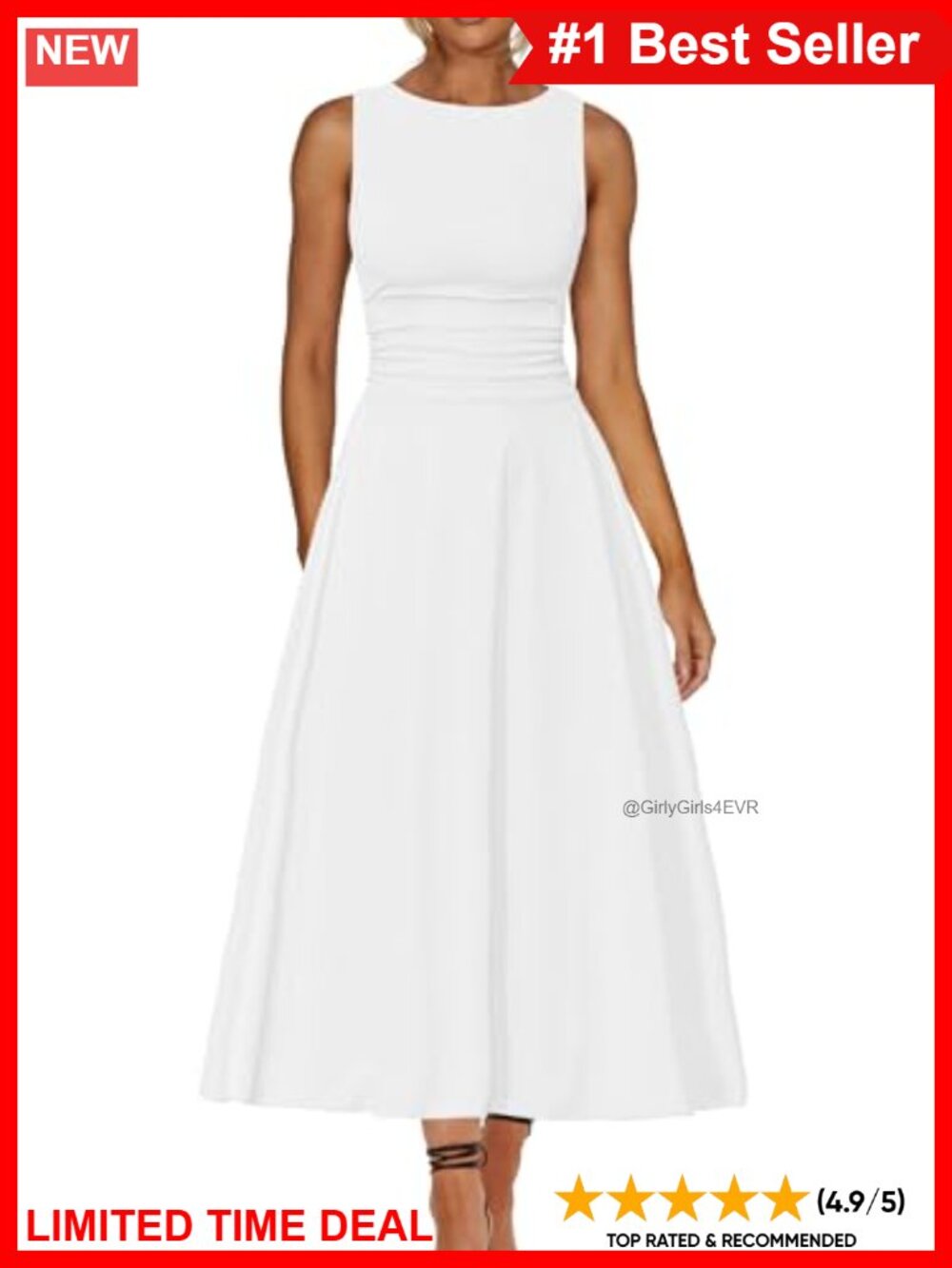 Women's Flowy A Line Maxi Dress Sleeveless Ruffle Hem Beach Wedding Guest